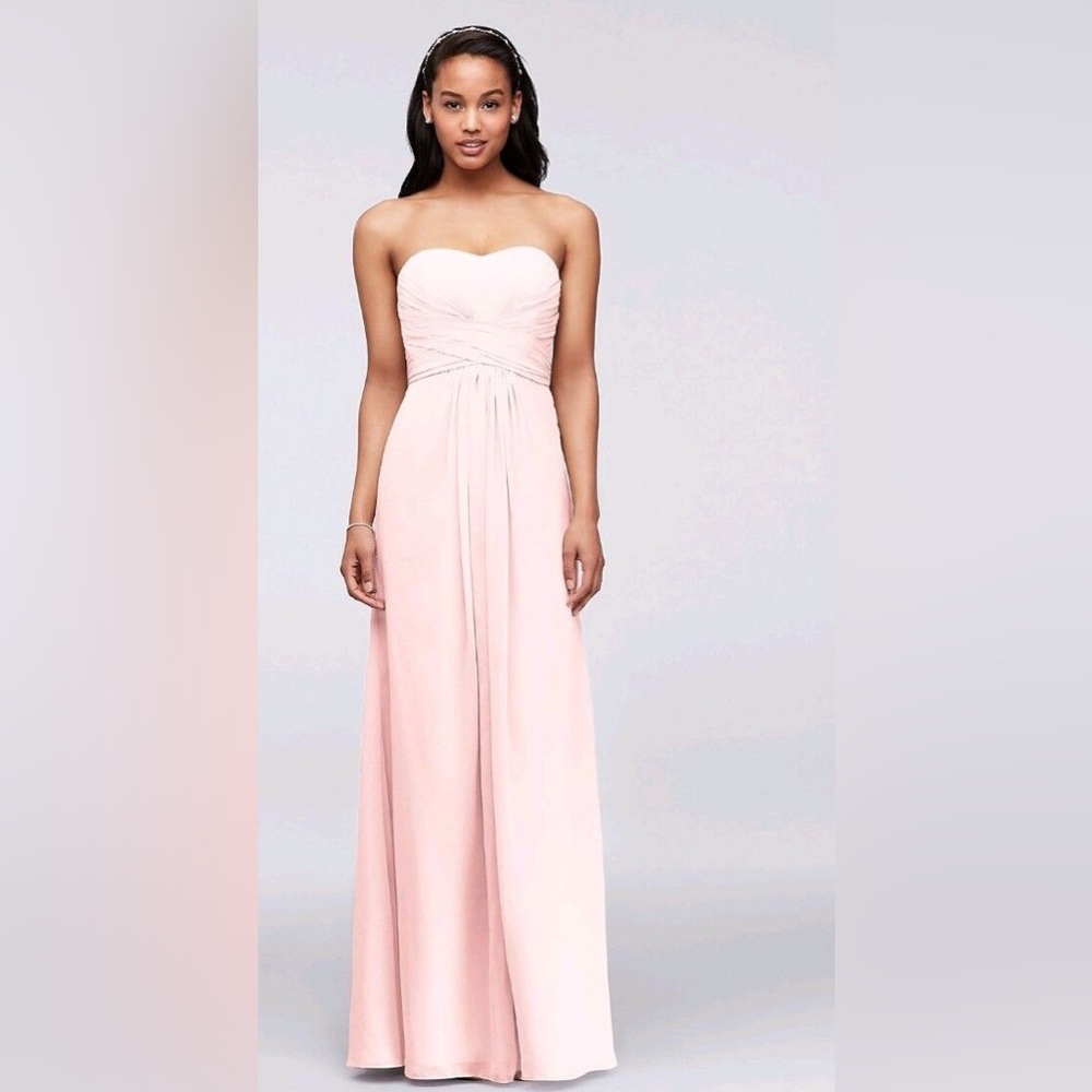 Davids Bridal Bridesmaid Dress | style F15555 Petal Chiffon strapless - Size 4
